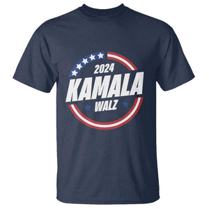 Kamala Walz 2024 T Shirt President Campaign American Flag Star TS11 Navy Print Your Wear