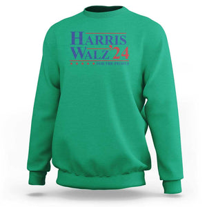 Harris Walz'24 Sweatshirt Presidential Election 2024 US Flag TS11 Irish Green Print Your Wear