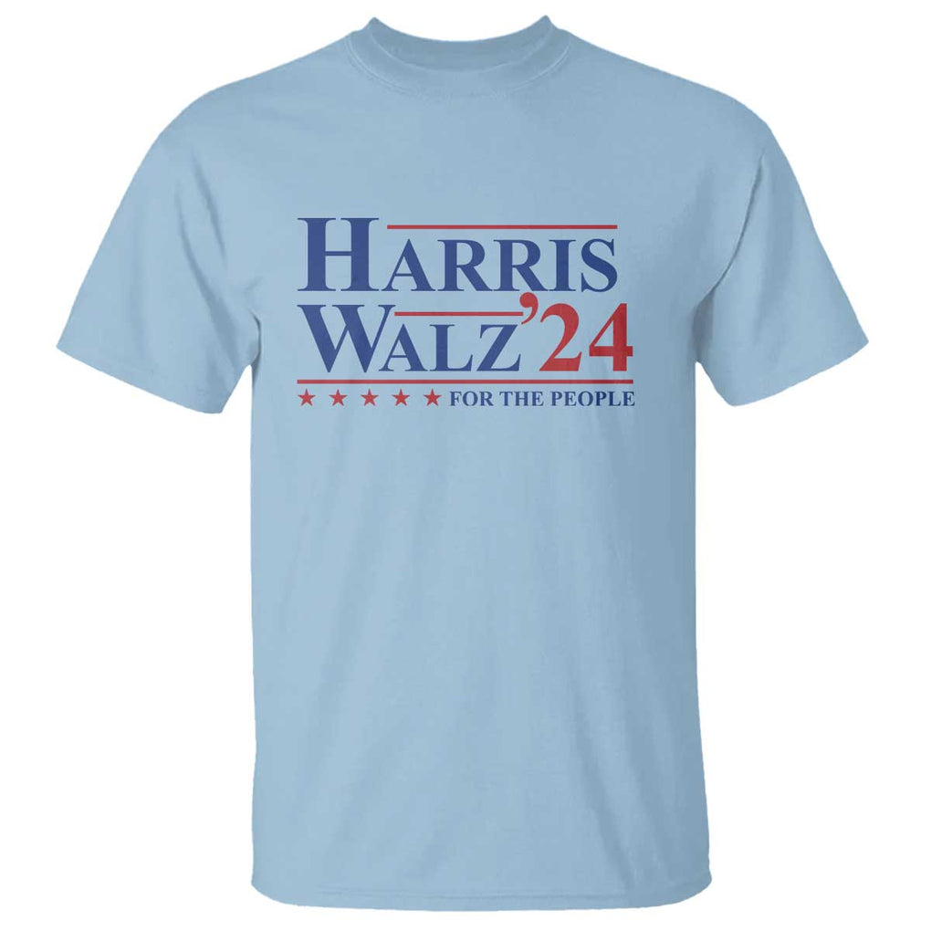 Harris Walz'24 T Shirt Presidential Election 2024 US Flag TS11 Light Blue Print Your Wear