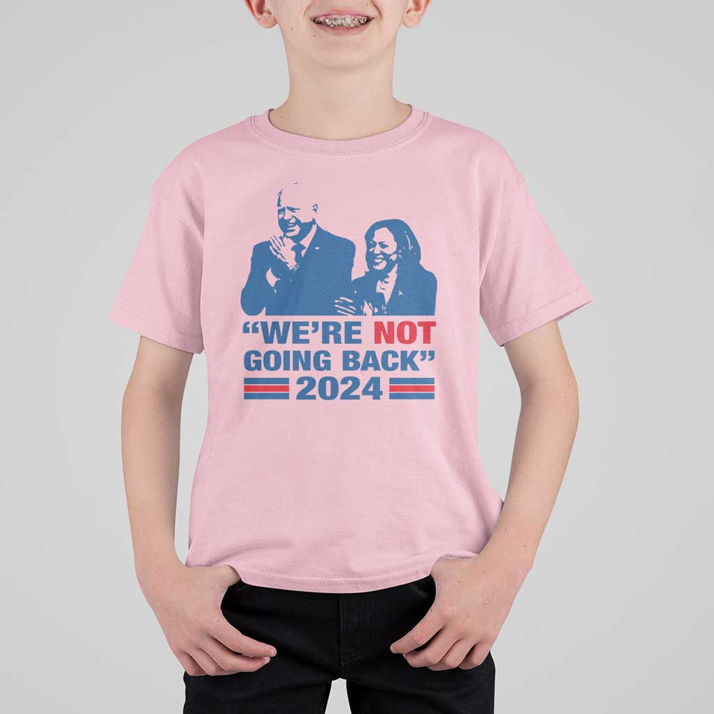 Harris Walz T Shirt For Kid We're Not Going Back 2024 American Flag TS11 Light Pink Print Your Wear