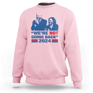 Harris Walz Sweatshirt We're Not Going Back 2024 American Flag TS11 Light Pink Print Your Wear