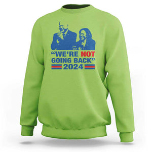 Harris Walz Sweatshirt We're Not Going Back 2024 American Flag TS11 Lime Print Your Wear