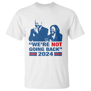 Harris Walz T Shirt We're Not Going Back 2024 American Flag TS11 White Print Your Wear