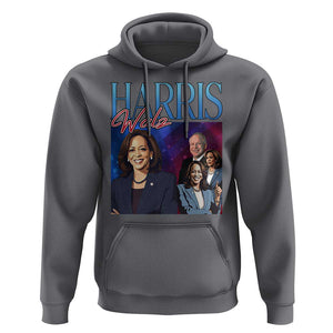 Harris Walz Supporter Hoodie Presidential Election Pearls US Flag TS11 Charcoal Print Your Wear