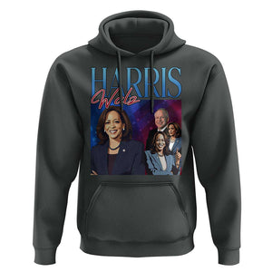 Harris Walz Supporter Hoodie Presidential Election Pearls US Flag TS11 Dark Heather Print Your Wear