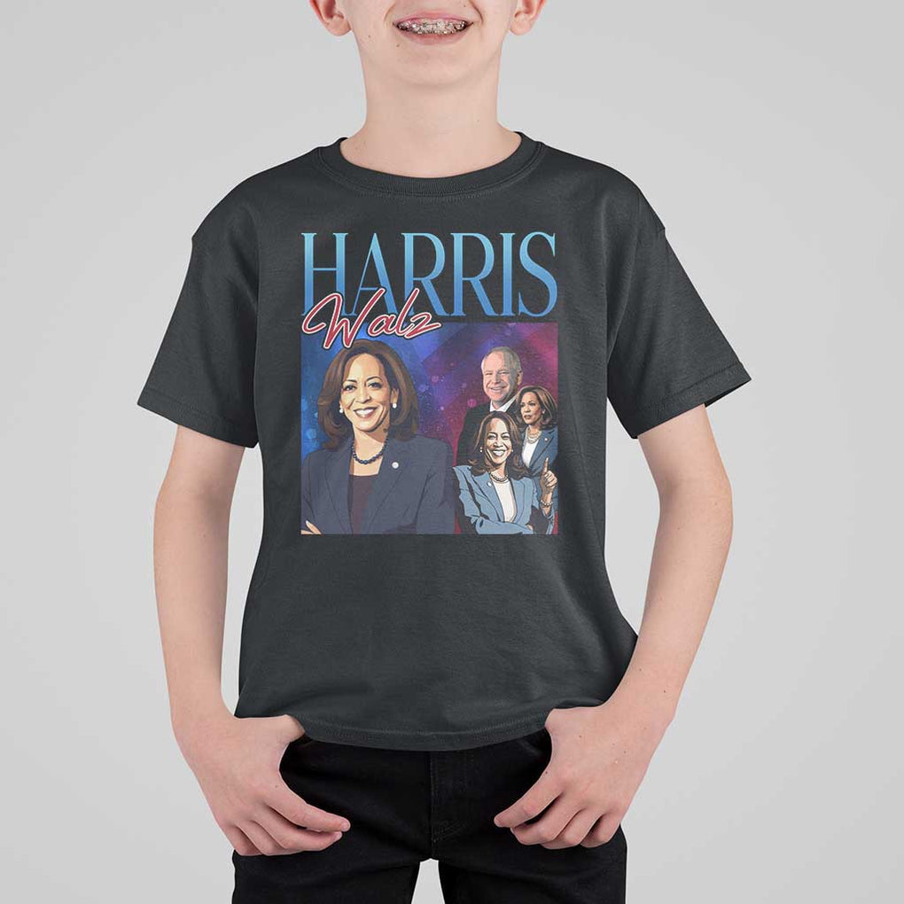 Harris Walz Supporter T Shirt For Kid Presidential Election Pearls US Flag TS11 Black Print Your Wear