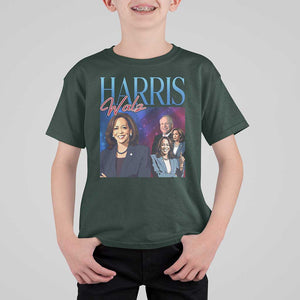 Harris Walz Supporter T Shirt For Kid Presidential Election Pearls US Flag TS11 Dark Forest Green Print Your Wear