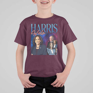 Harris Walz Supporter T Shirt For Kid Presidential Election Pearls US Flag TS11 Maroon Print Your Wear