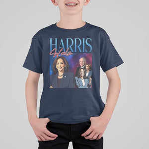 Harris Walz Supporter T Shirt For Kid Presidential Election Pearls US Flag TS11 Navy Print Your Wear