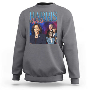 Harris Walz Supporter Sweatshirt Presidential Election Pearls US Flag TS11 Charcoal Print Your Wear