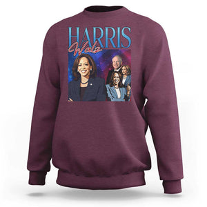 Harris Walz Supporter Sweatshirt Presidential Election Pearls US Flag TS11 Maroon Print Your Wear