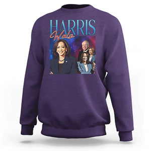 Harris Walz Supporter Sweatshirt Presidential Election Pearls US Flag TS11 Purple Print Your Wear