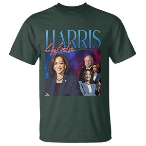 Harris Walz Supporter T Shirt Presidential Election Pearls US Flag TS11 Dark Forest Green Print Your Wear