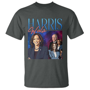 Harris Walz Supporter T Shirt Presidential Election Pearls US Flag TS11 Dark Heather Print Your Wear