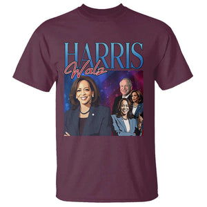 Harris Walz Supporter T Shirt Presidential Election Pearls US Flag TS11 Maroon Print Your Wear