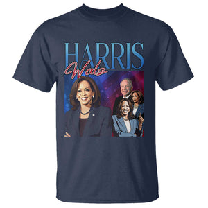 Harris Walz Supporter T Shirt Presidential Election Pearls US Flag TS11 Navy Print Your Wear