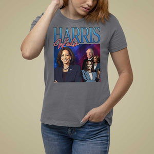 Harris Walz Supporter T Shirt For Women Presidential Election Pearls US Flag TS11 Charcoal Print Your Wear