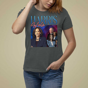 Harris Walz Supporter T Shirt For Women Presidential Election Pearls US Flag TS11 Dark Heather Print Your Wear