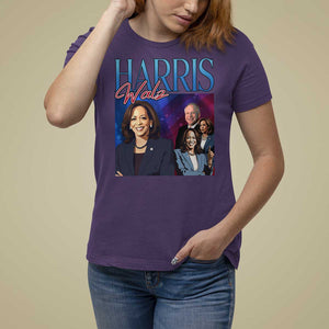 Harris Walz Supporter T Shirt For Women Presidential Election Pearls US Flag TS11 Purple Print Your Wear