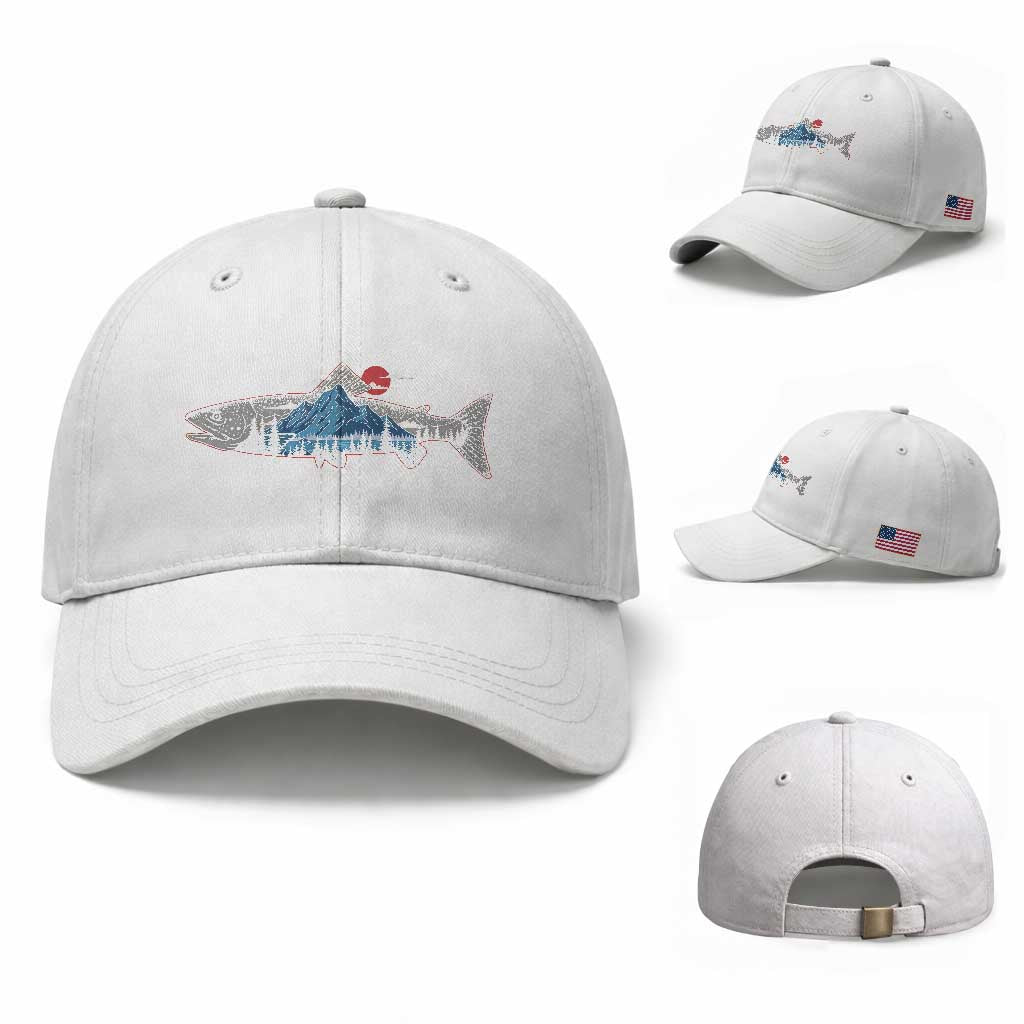 Trout Fly Fish Nature Montane Forest Fishing Camping Baseball Cap TS11 Baseball Cap Universal Fit White Print Your Wear