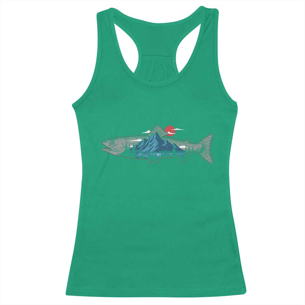 Trout Fly Fish Nature Montane Forest Fishing Camping Racerback Tank Top TS11 Irish Green Print Your Wear