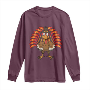 Thanksgiving Ice Hockey Long Sleeve Shirt Turkey Pilgrim Hat Fall Season TS11 Maroon Print Your Wear