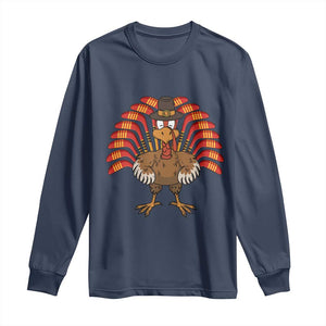 Thanksgiving Ice Hockey Long Sleeve Shirt Turkey Pilgrim Hat Fall Season TS11 Navy Print Your Wear