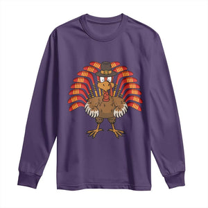 Thanksgiving Ice Hockey Long Sleeve Shirt Turkey Pilgrim Hat Fall Season TS11 Purple Print Your Wear