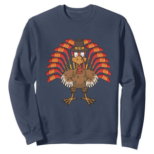 Thanksgiving Ice Hockey Sweatshirt Turkey Pilgrim Hat Fall Season TS11 Navy Print Your Wear