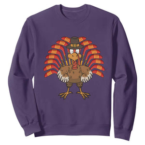 Thanksgiving Ice Hockey Sweatshirt Turkey Pilgrim Hat Fall Season TS11 Purple Print Your Wear