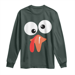 Funny Thanksgiving Long Sleeve Shirt Silly Turkey Autumn Season TS11 Dark Forest Green Print Your Wear