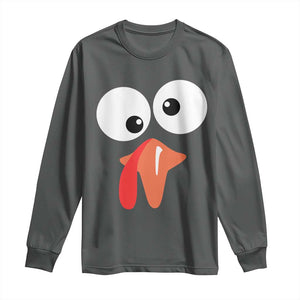 Funny Thanksgiving Long Sleeve Shirt Silly Turkey Autumn Season TS11 Dark Heather Print Your Wear