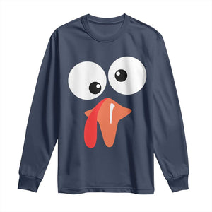 Funny Thanksgiving Long Sleeve Shirt Silly Turkey Autumn Season TS11 Navy Print Your Wear