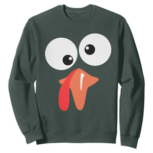 Funny Thanksgiving Sweatshirt Silly Turkey Autumn Season TS11 Dark Forest Green Print Your Wear