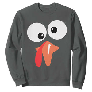 Funny Thanksgiving Sweatshirt Silly Turkey Autumn Season TS11 Dark Heather Print Your Wear