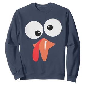 Funny Thanksgiving Sweatshirt Silly Turkey Autumn Season TS11 Navy Print Your Wear