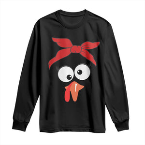 Funny Thanksgiving Long Sleeve Shirt Silly Turkey Autumn Season Hens Ribbon TS11 Black Print Your Wear