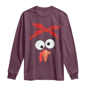 Funny Thanksgiving Long Sleeve Shirt Silly Turkey Autumn Season Hens Ribbon TS11 Maroon Print Your Wear