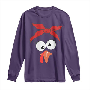 Funny Thanksgiving Long Sleeve Shirt Silly Turkey Autumn Season Hens Ribbon TS11 Purple Print Your Wear