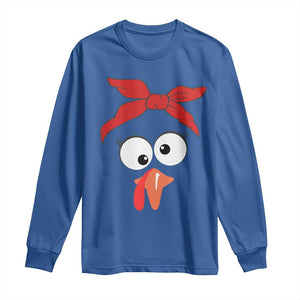 Funny Thanksgiving Long Sleeve Shirt Silly Turkey Autumn Season Hens Ribbon TS11 Royal Blue Print Your Wear