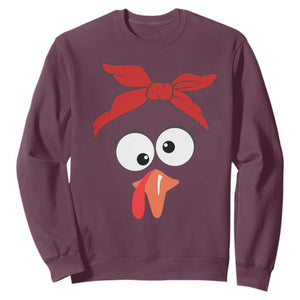 Funny Thanksgiving Sweatshirt Silly Turkey Autumn Season Hens Ribbon TS11 Maroon Print Your Wear