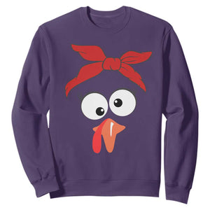 Funny Thanksgiving Sweatshirt Silly Turkey Autumn Season Hens Ribbon TS11 Purple Print Your Wear