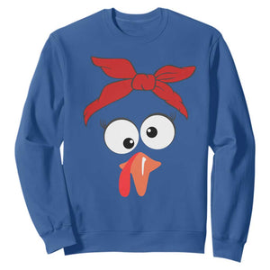 Funny Thanksgiving Sweatshirt Silly Turkey Autumn Season Hens Ribbon TS11 Royal Blue Print Your Wear