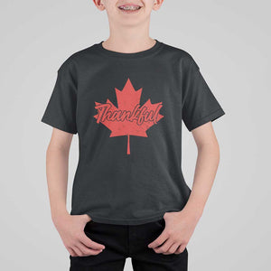 Thanksgiving Day T Shirt For Kid Thankful Vintage Maple Leaf Canada TS11 Black Print Your Wear