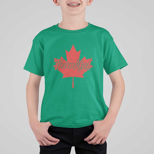 Thanksgiving Day T Shirt For Kid Thankful Vintage Maple Leaf Canada TS11 Irish Green Print Your Wear