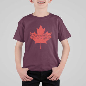 Thanksgiving Day T Shirt For Kid Thankful Vintage Maple Leaf Canada TS11 Maroon Print Your Wear