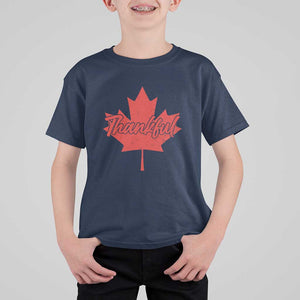 Thanksgiving Day T Shirt For Kid Thankful Vintage Maple Leaf Canada TS11 Navy Print Your Wear