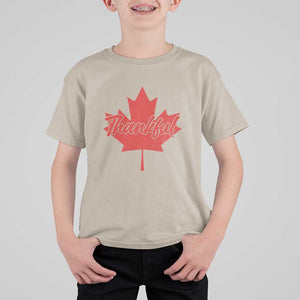 Thanksgiving Day T Shirt For Kid Thankful Vintage Maple Leaf Canada TS11 Sand Print Your Wear