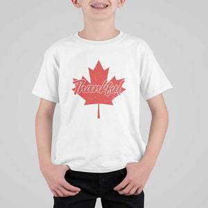 Thanksgiving Day T Shirt For Kid Thankful Vintage Maple Leaf Canada TS11 White Print Your Wear