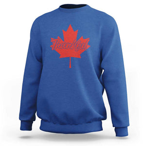 Thanksgiving Day Sweatshirt Thankful Vintage Maple Leaf Canada TS11 Royal Blue Print Your Wear